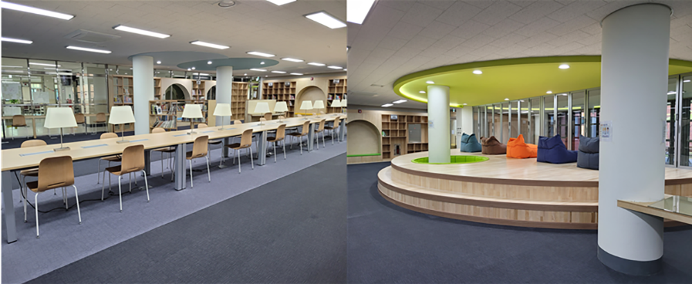 세종시 해밀초등학교 도서관 및 로비 모습